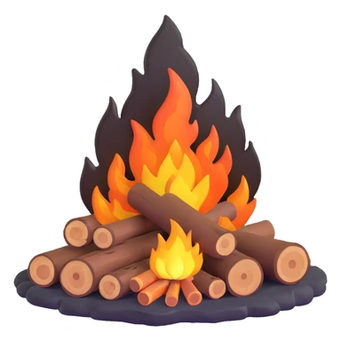 campfire with logs and flames sticker