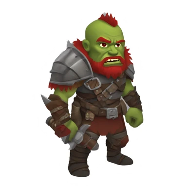 Armored Berserker orc with red beard & red mohican sticker