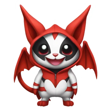 Dark Unique Anthro Cool Kawaii Horned Bat-Winged Zangoose-Litten-Pokémon with edgy stripes Punk Hoodie sticker