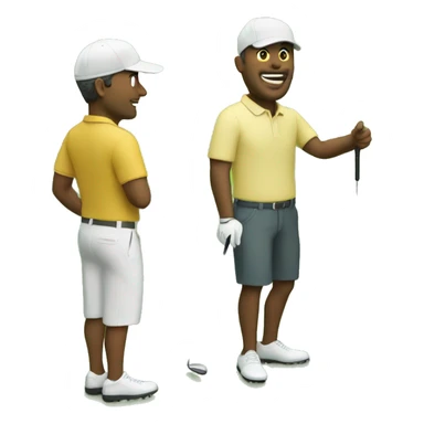 Two white men on golf course green near water sticker