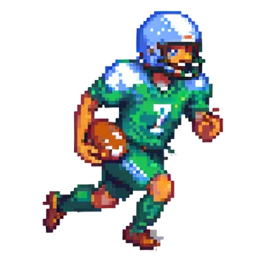 pixel art football player running with ball with simple background sticker
