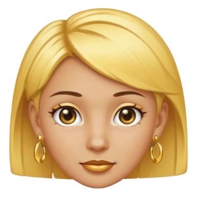 baddie style Yellow short-haired girl With shiny earrings, golden grill sticker
