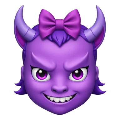 Purple Devil with girly bow smirking sticker