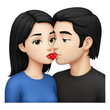 Black hair naked girl kissing a man with black hair  sticker