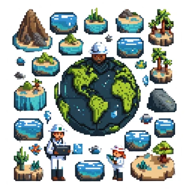 Marine geologists with advanced mapping technology creating bathymetric charts of ocean floor sticker