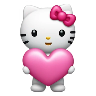 hello kitty holding a pink heart sticker