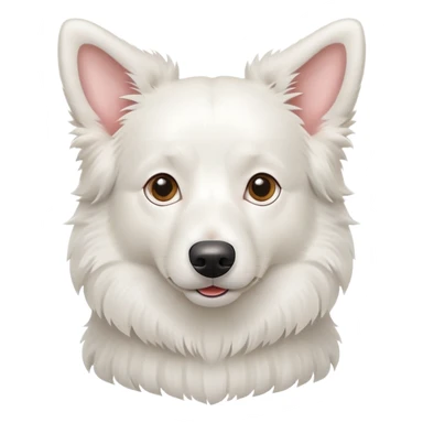 A pure white Border Collie dog sitting, with fluffy fur, alert pointed ears, and friendly expression sticker