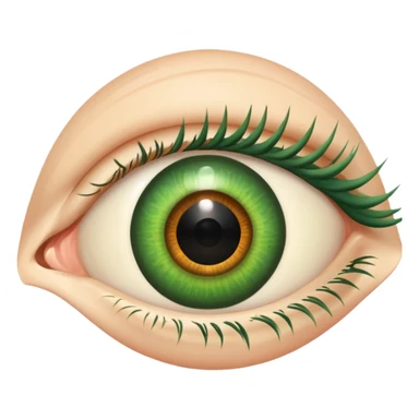 an eye with a green iris and human skin-colored eyelids sticker