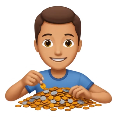 Person picking up pennies sticker