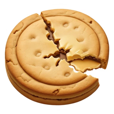 A pair of plain cookies, one of them with a bite taken out. sticker
