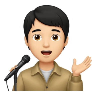 light black hair man singing sticker