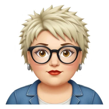  plus size white women with short shaggy spiked hair wearing glasses sticker