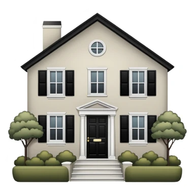 greige colonial house with black shutters and black front door sticker