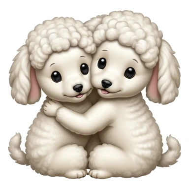 Poodles hugging eachother sticker