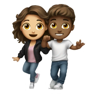 Girl with brown hair dance hip hop with one boy  sticker