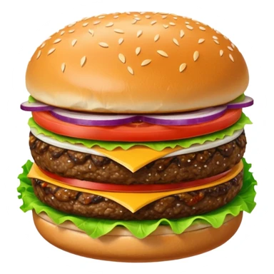Draw a hamburger on a plate using a front camera with a 10-degree angle from the ground, ensuring the object remains stationary without rotation or tilt. sticker