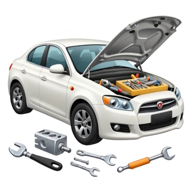 carro blanco en reparacion sticker