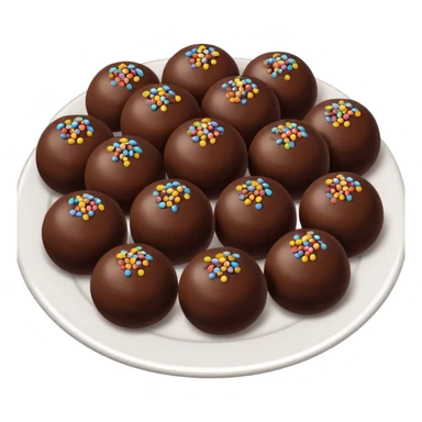 chocolate balls on plate with chocolate sprinkles sticker