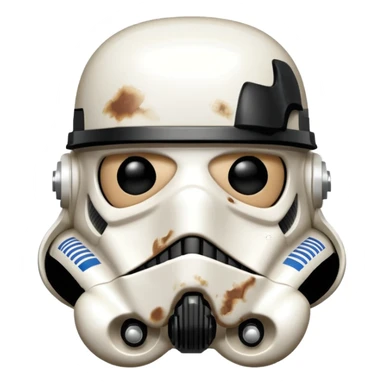cartoon-style TK421 stormtrooper. Generate it to show the face has an expression like he made a mistake. Similar to a grimace face sticker