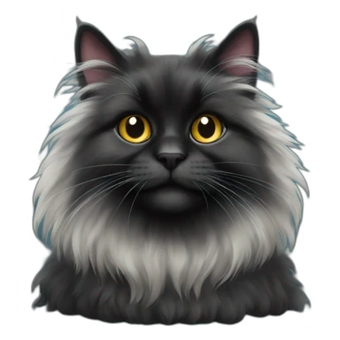 Fluffy black long haired cat sticker