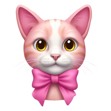 pink cat with pink bow sticker