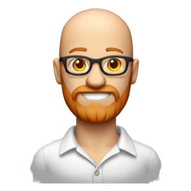 3d almost bald man with red glasses and ginger beard wearing modern shirt sticker