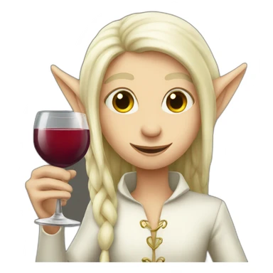 white elf drinking wine sticker