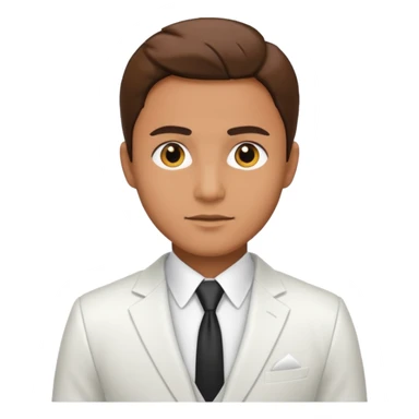 businessman, tan skin, black eyes, white suit sticker