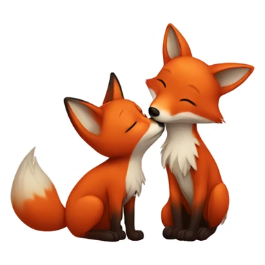 fox kissing sticker