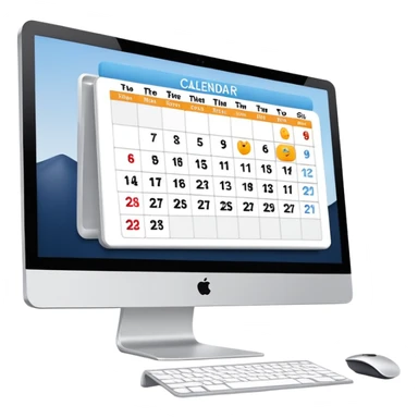calendar and booking icons on iMac monitor sticker