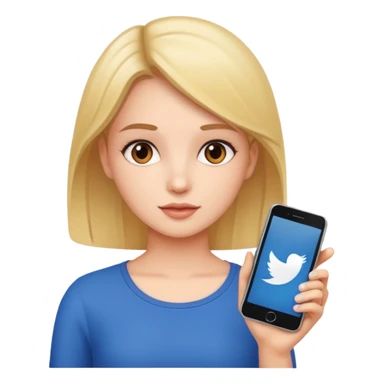 girl with phone and social media sticker