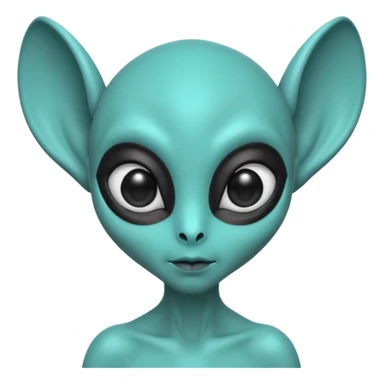 teal alien with two ears and big black eyes sticker