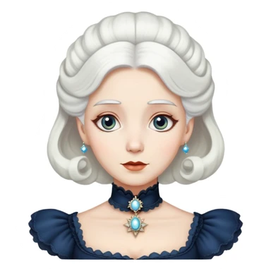 Victorian woman with white hair and starstruck eyes, fancy dress, cameo sticker
