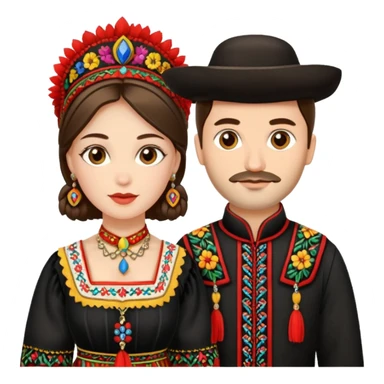 An woman dressed in a national Romanian costume and a men right next to her dressed in a Romanian national costume sticker