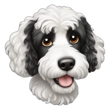 white and black cockapoo sticker