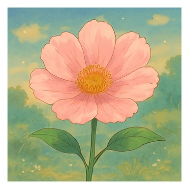 a pink flower in Ghibli style sticker