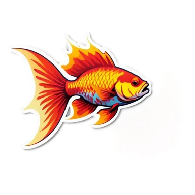 flaming fish sticker
