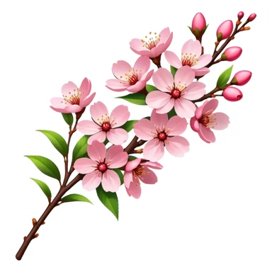 big bouquet Cherry Blossom, luxuriant, stem, leaf sticker