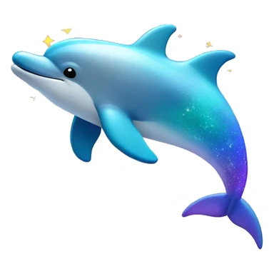 Dolphin swimming around stars, rainbows, and sparkles sticker