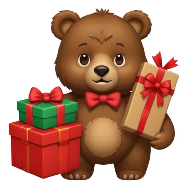 bear holding christmas box and iphone sticker