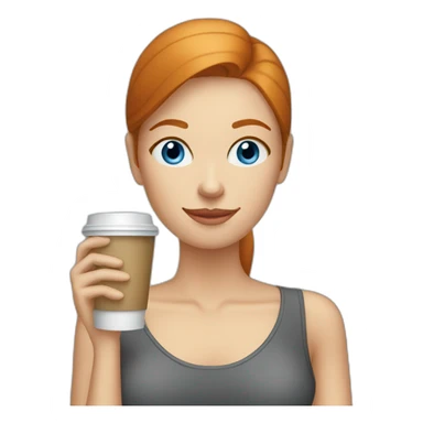 Ginger straight hair and blue eyes woman drinking a coffee sticker