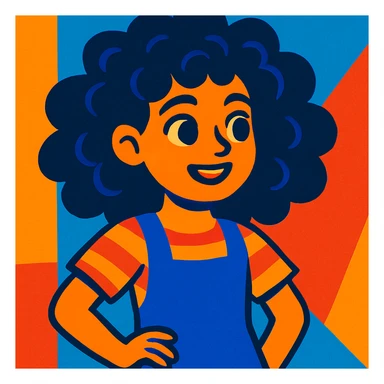 curly hair girl, vibrant and lively style sticker