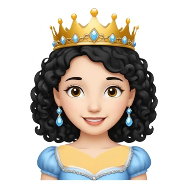 Princesa banca con el pelo rizado y el pelo negro  sticker