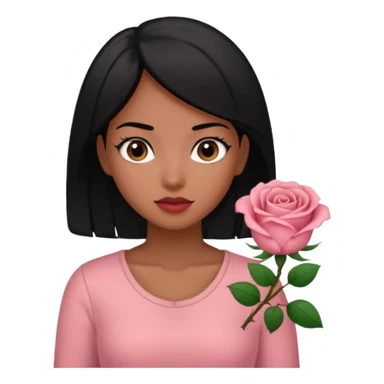 Black hair woman wearing rose top sticker