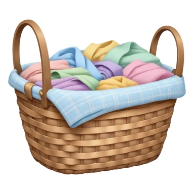 wicker basket with soft pastel clothes inside sticker