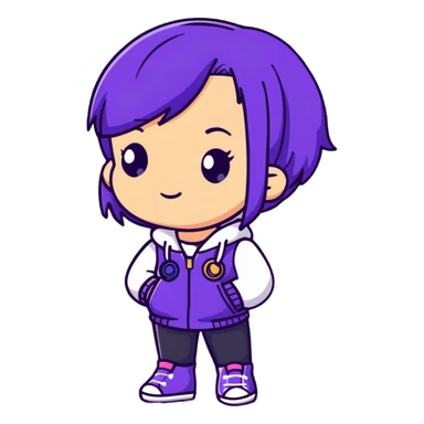 girl with purple hair wearing a cool outfit sticker