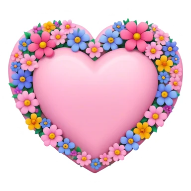 Pastel pink heart with blooming flowers around it  sticker