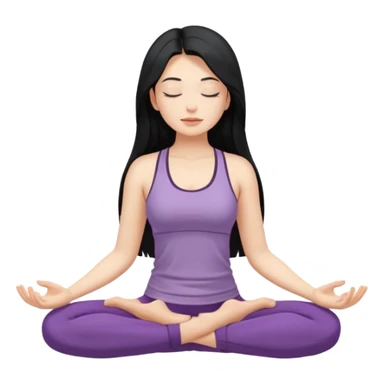 명상하는 검은긴생머리 여자 피부는 하얗고 눈 감은 도복말고 요가복으로 배경은 아무것도 없이 sticker