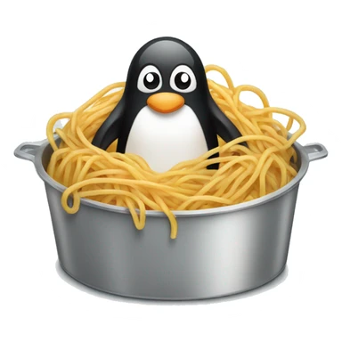 penguin in a tub of spaghetti sticker
