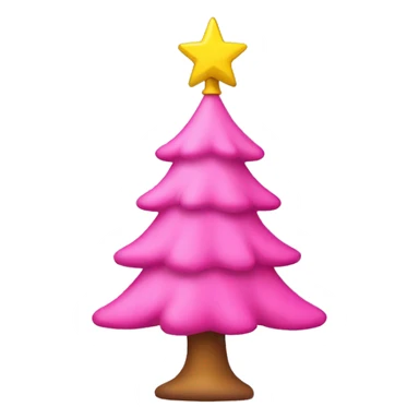 pink christmas tree with yellow star on top sticker